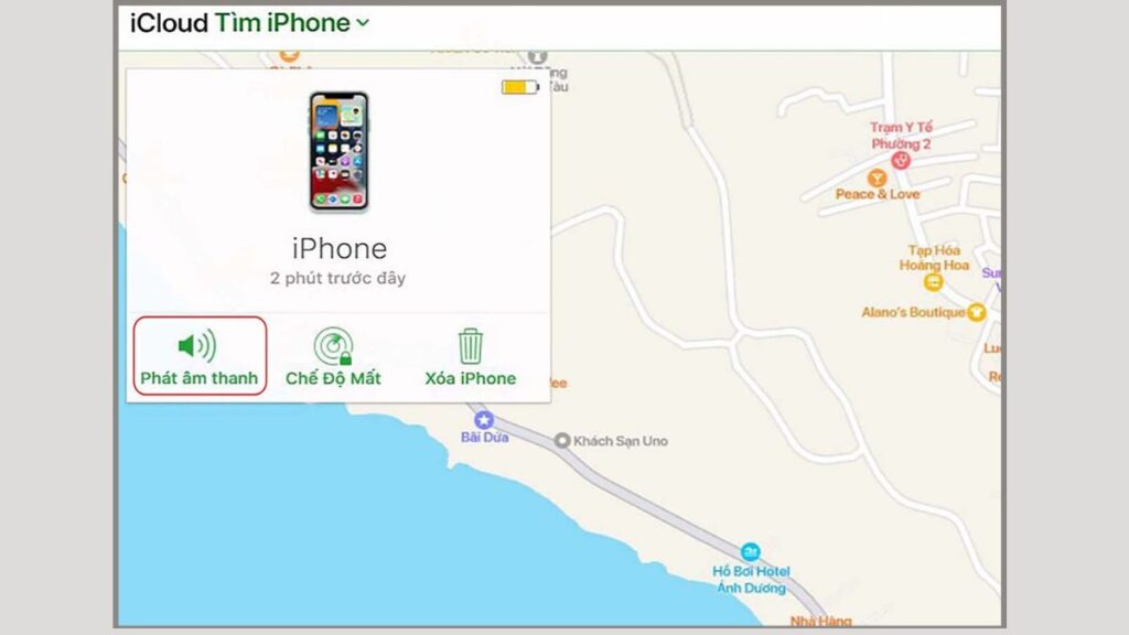 Lựa chọn thiết bị mà bạn muốn tìm trên bản đồ
