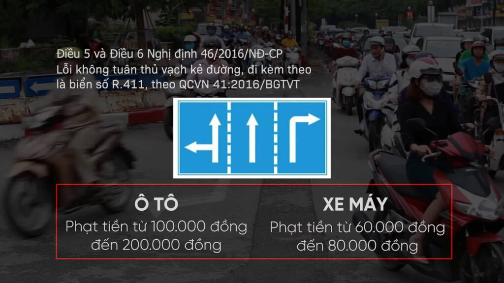 Phạt tiền khi không tuân thủ vạch kẻ đường