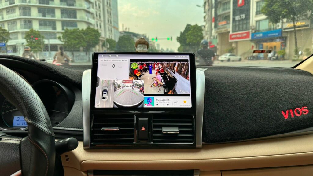 Hình ảnh thực tế khi lắp màn android trên xe Vios