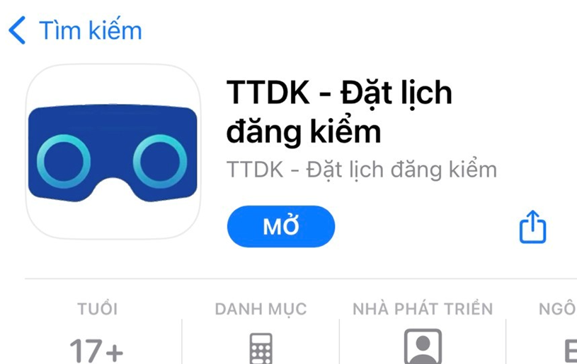 App đăng kiểm xe ô tô trên hệ điều hành IOS