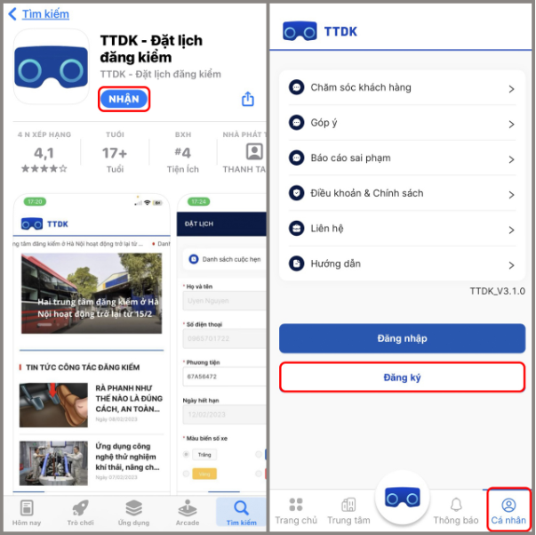 Hướng dẫn tải app đăng kiểm 