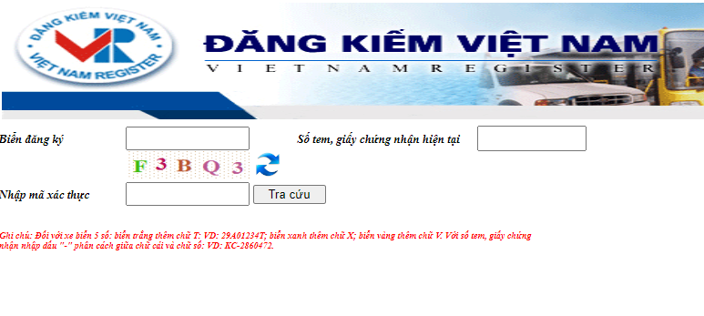 Tra cứu qua cục đăng kiểm Việt Nam