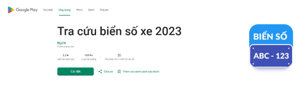 App tra cứu biển số xe ô tô