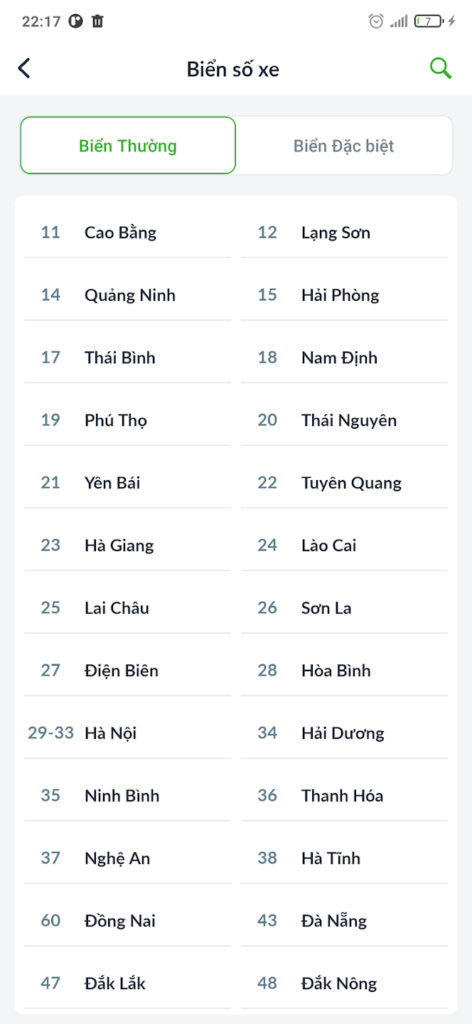 Tra cứu địa chỉ biển số qua tỉnh, thành phố