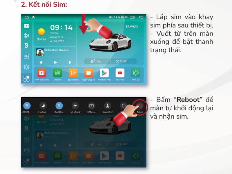Hướng dẫn cách lắp sim vào màn hình Android ô tô
